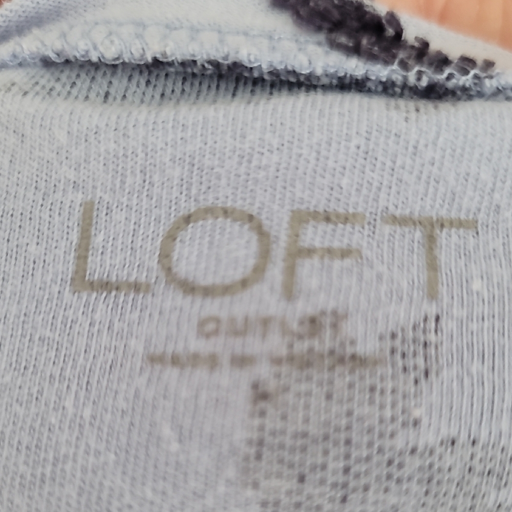LOFT Short Sleeve Top Light Blue  Navy Floral - Picture 2 of 10